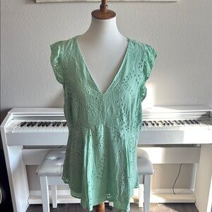 Mint Green Eyelet Women's Top